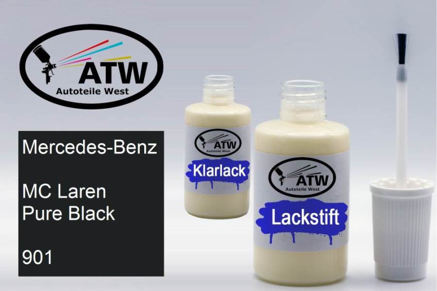 Mercedes-Benz, MC Laren Pure Black, 901: 20ml Lackstift + 20ml Klarlack - Set, von ATW Autoteile West.